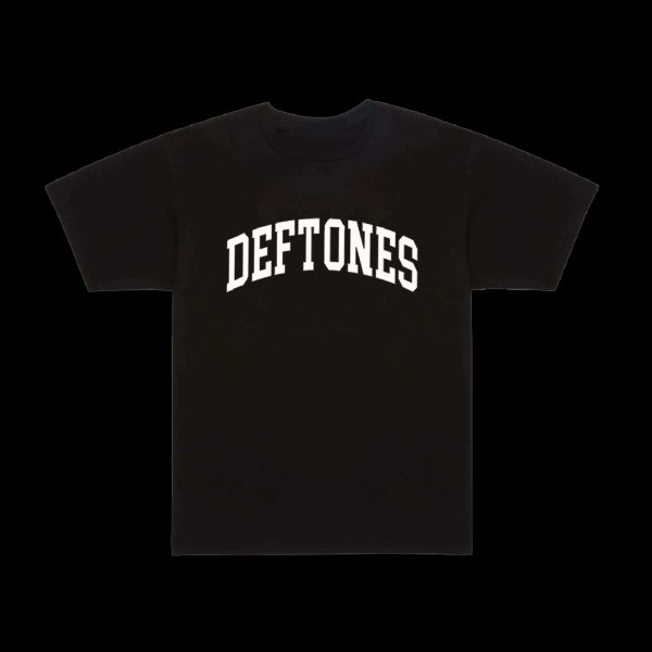 Deftones Merch Black & White Colligate Logo Tee