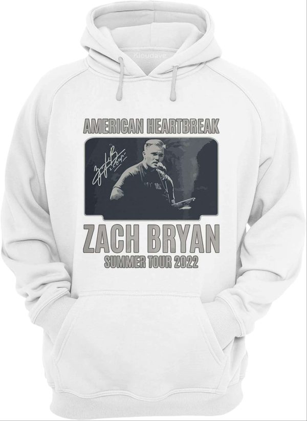 Zach Bryan Merch American Heartbreak Zach Bryan Summer Tour 2022 White Hoodie